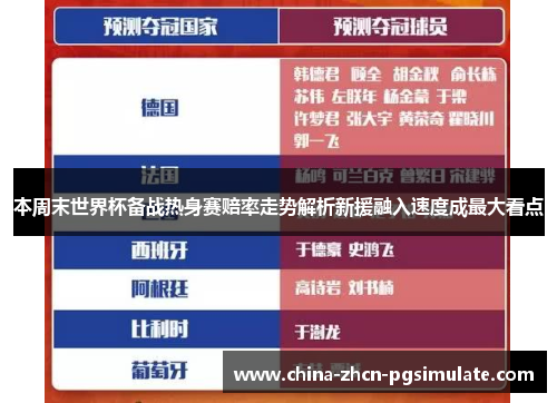 本周末世界杯备战热身赛赔率走势解析新援融入速度成最大看点
